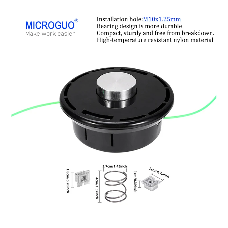 MICROGUO Lawn mower grass cutting head M10X1.25mm, garden tool grass cutting head, garden brush cutter trimming head