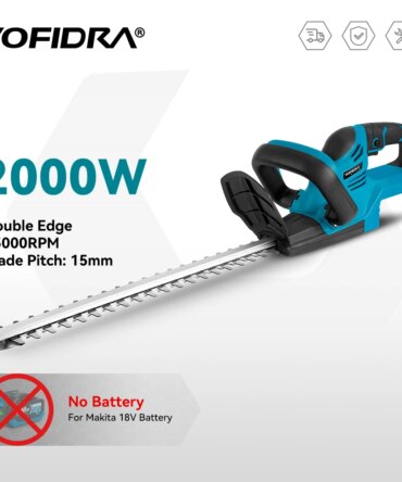 YOFIDRA 2000W 15000RPM Electric Hedge Trimmer Cordless Lawn Mower Hedge Pruner Trimmer Garden Power Tool For Makita Battery Pin