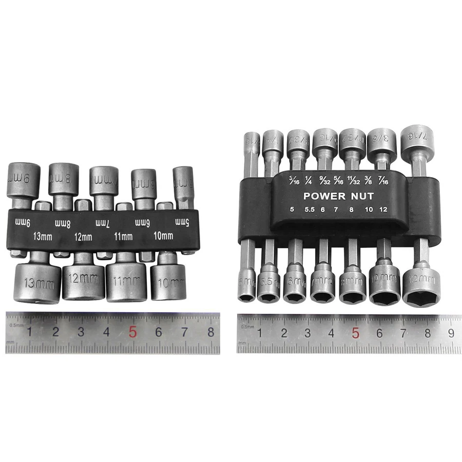 9pcs/14pcs sleeve set, forged from chrome vanadium steel, power tool accessories, metric and imperial electric wind batch sleeve - Image 3