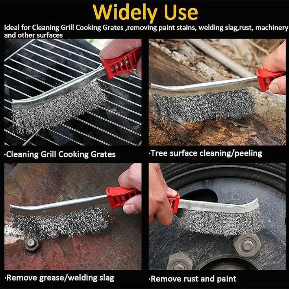 Steel Wire BBQ Grill Brush Wooden Handle Rust Removal Roller Cleaner for Barbecue Grates Polishing Tool - Image 6
