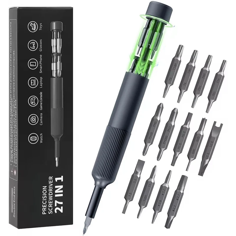 27 in 1 Precision Screwdriver Set Magnetic Bits Pen Style Manual Repair Tools Kit for Eyeglass Watch PC Jewelers Laptop iPhone