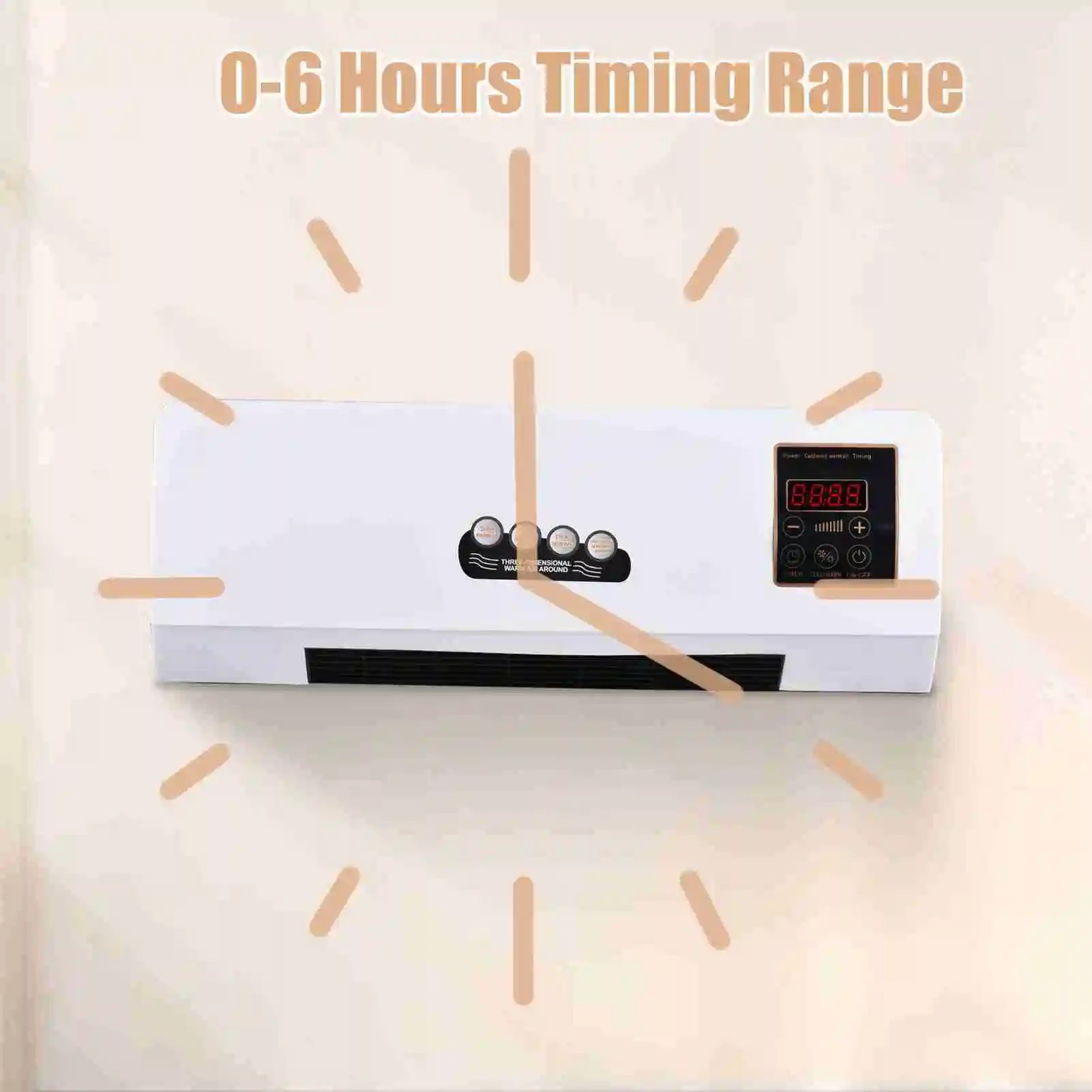 Heater Fan 2 in 1 Heating Nature Wind Timing Digital Display Wall Mounted Space Heater for Home Office Dormitory - Image 3
