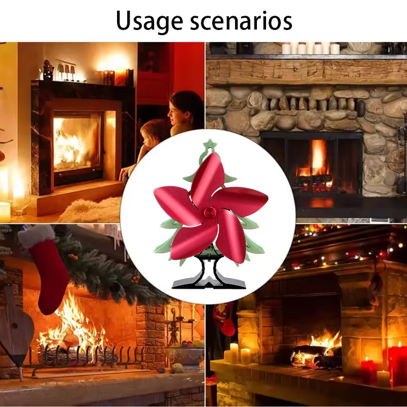 MICHSO 5 Blade Heat Powered Stove Fan Christmas Tree Log Wood Burner Eco-fan Fireplace Fan Home Efficient Heat Distribution - Image 5