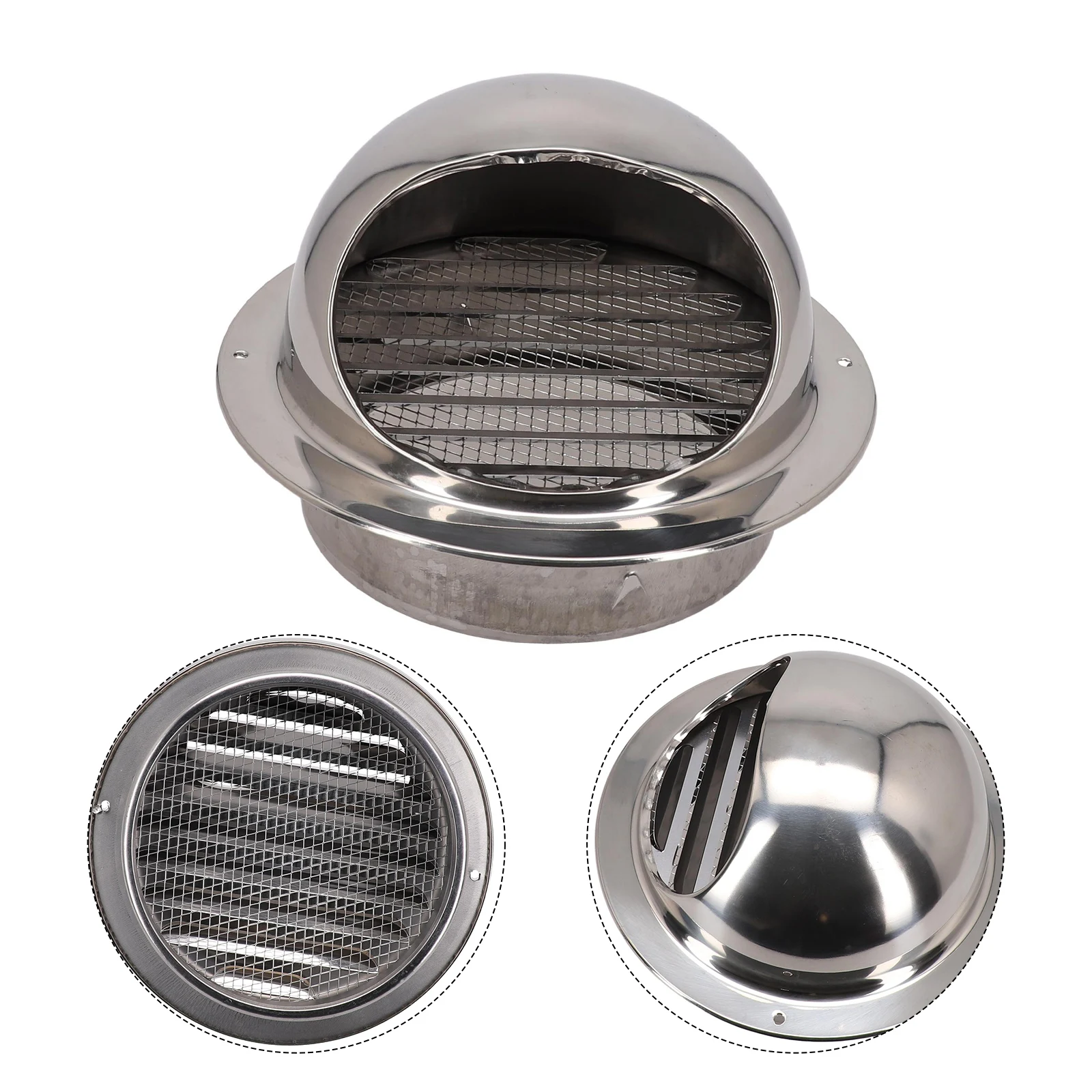 Stainless Steel Vent Cap Rainproof Exterior Wall Air Outlet Grille Round Heating Cooling Vent Cover 75/80/100/20/150/160MM - Image 3