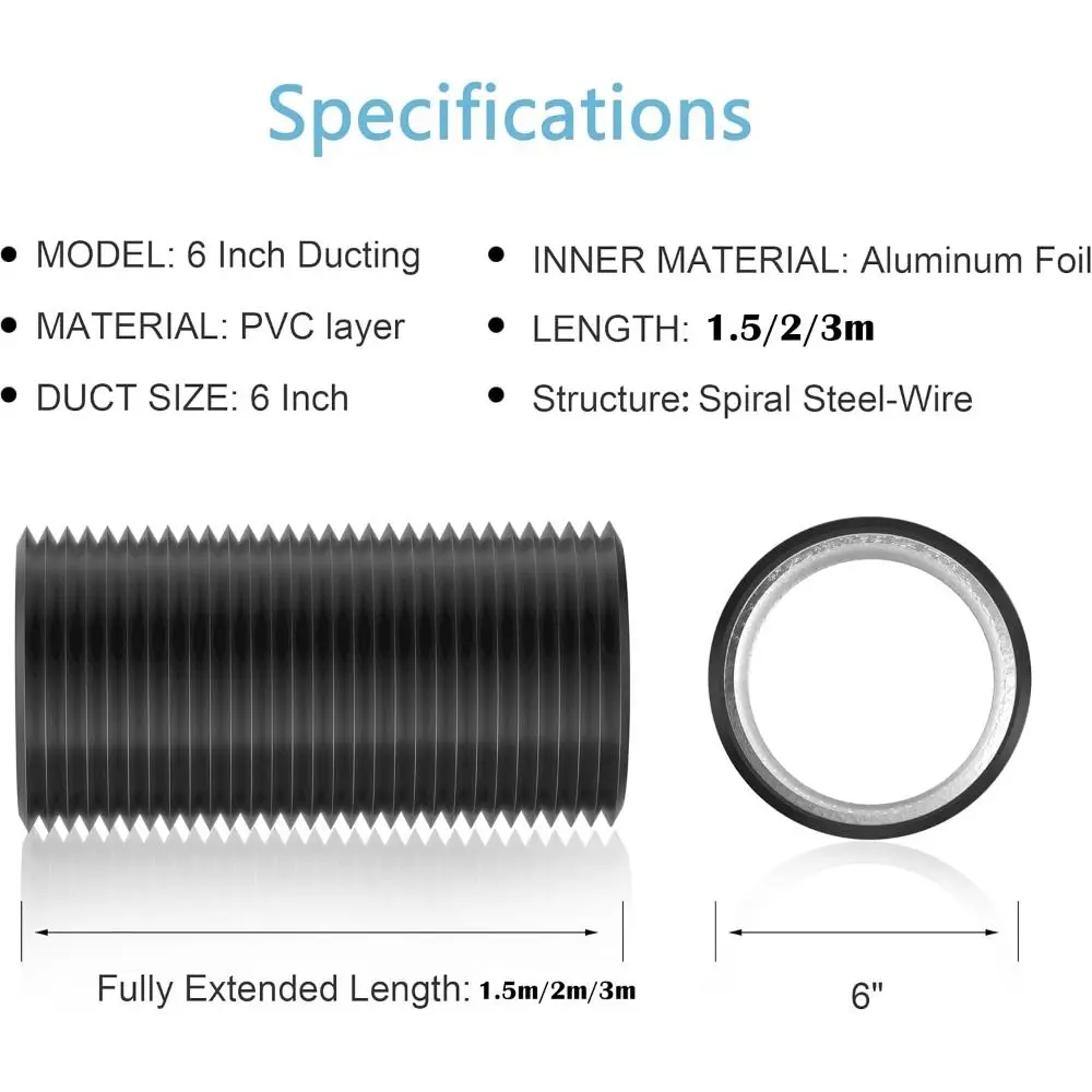 Professional 6 inch Dryer Vent Hose Insulated Heavy-Duty Air Ducting Aluminum Foil Flexible Exhaust Pipe Heating Cooling - Image 6