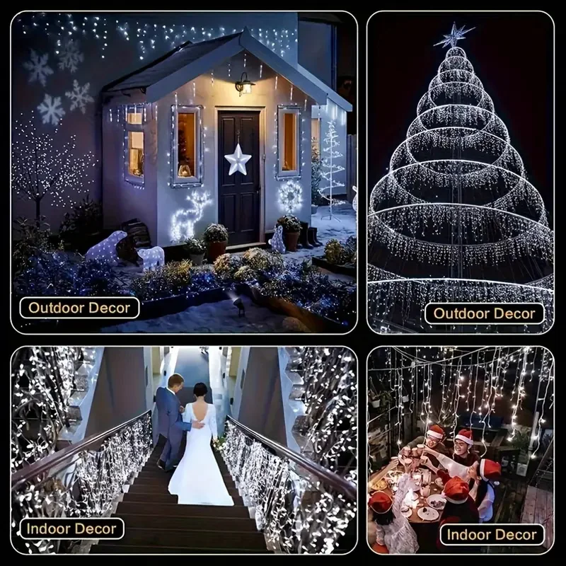 Solar LED Eaves Icicle String Lights 8 Lighting Modes Outdoor Waterproof Christmas Decorations Fairy Lights for Yard Garden - Image 6