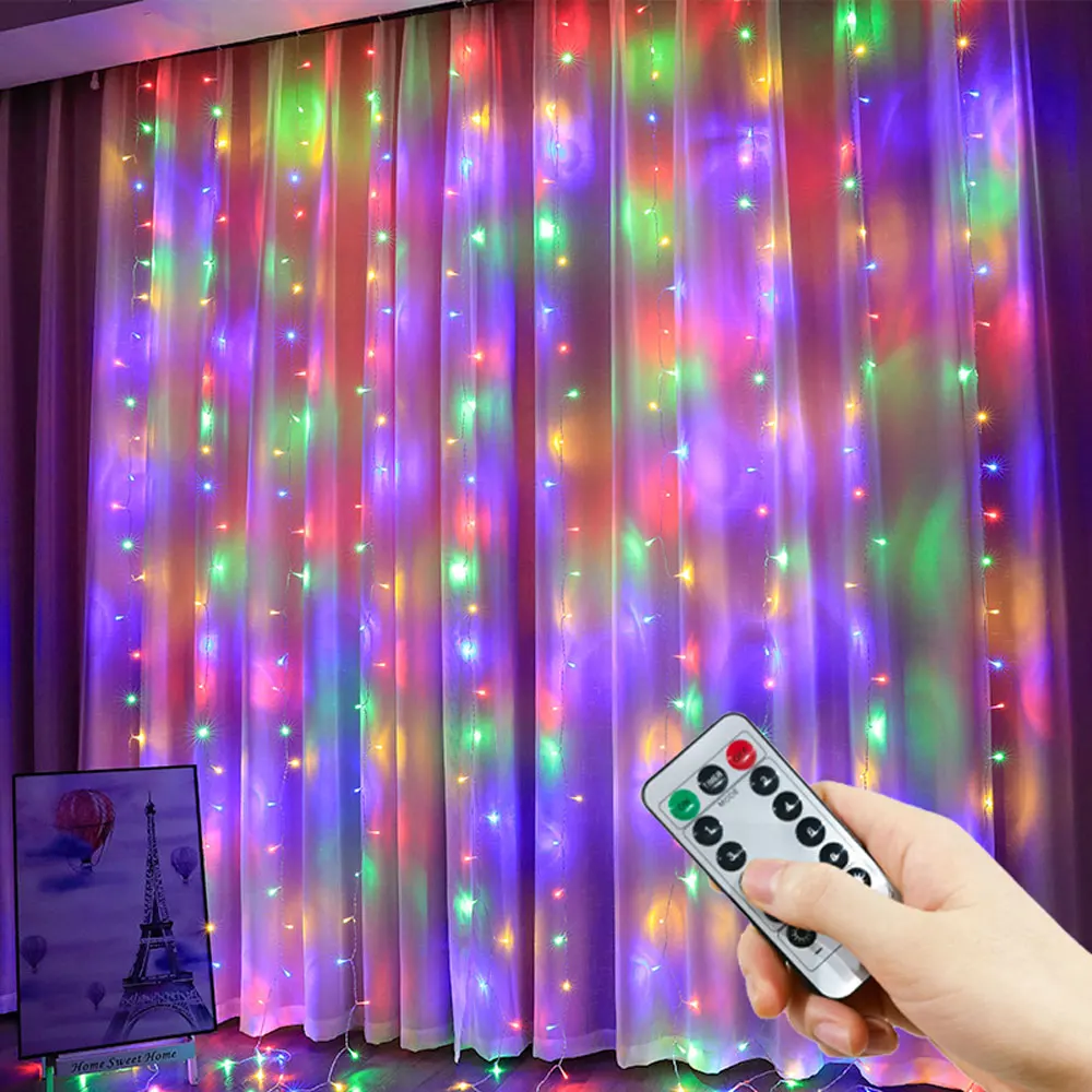USB Curtain String Lights 8 Modes Fairy Light Christmas Halloween Garland Holiday Led Light Wedding Party Home Bedroom Decor - Image 3
