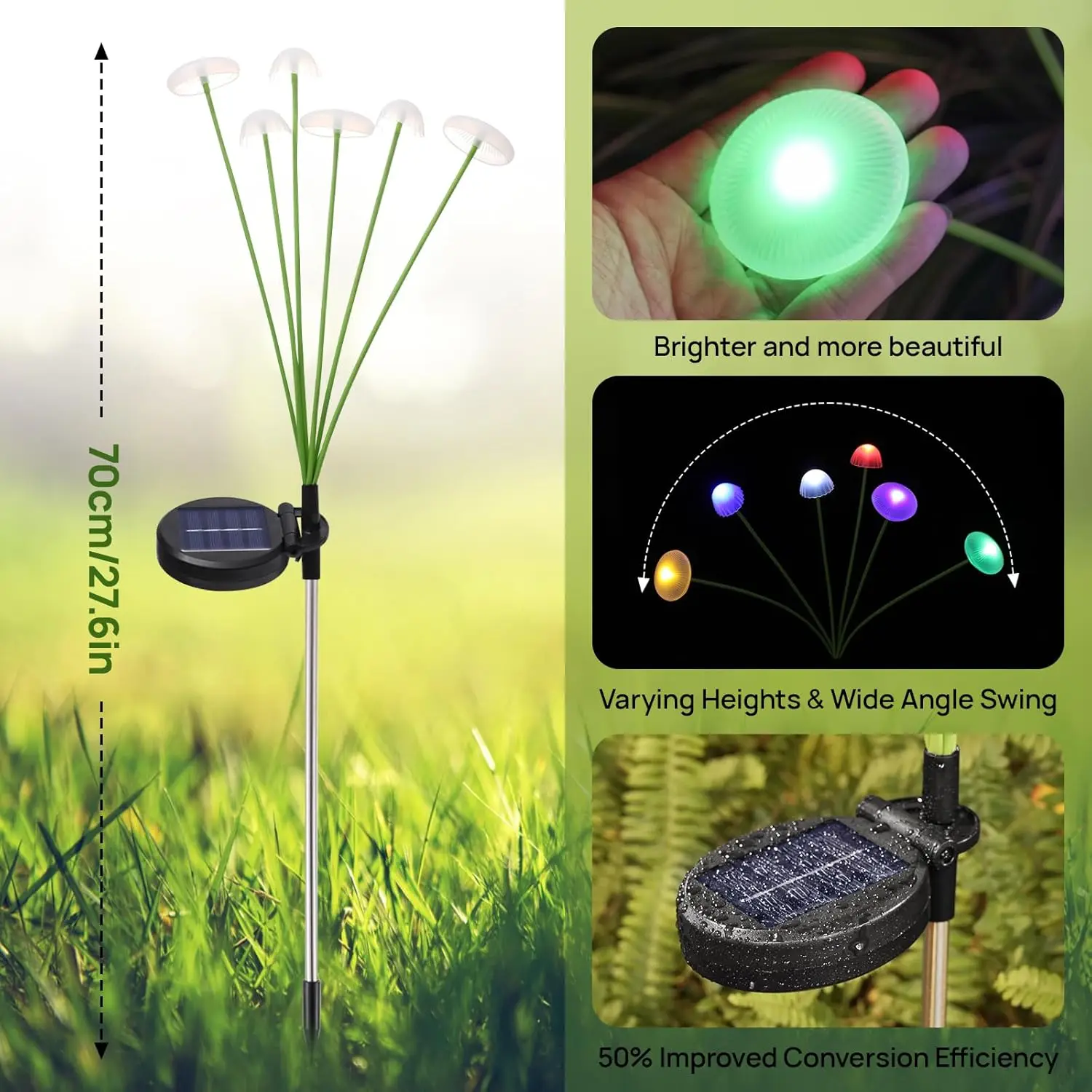 Solar Garden Lights Dual Mode LED Solar Mushroom Lights Waterproof Decor Yard Patio Pathway Jellyfish for Garden Ambiance - Image 2