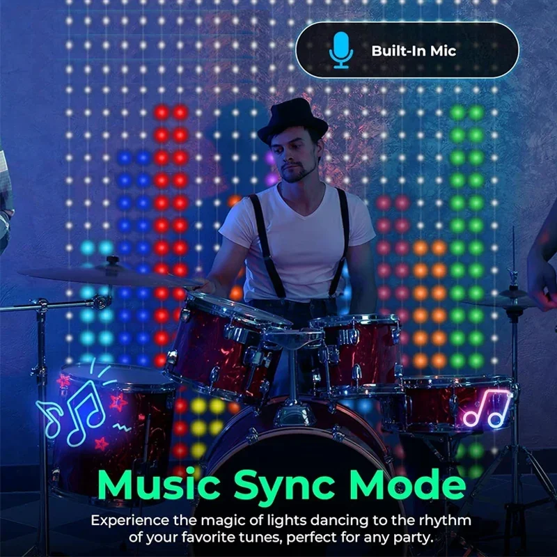 1/2PCS Smart LED Curtain Lights LED Fairy Lights App Control Music Sync DIY Pattern Waterproof for Indoor Outdoor Party Decor - Image 5