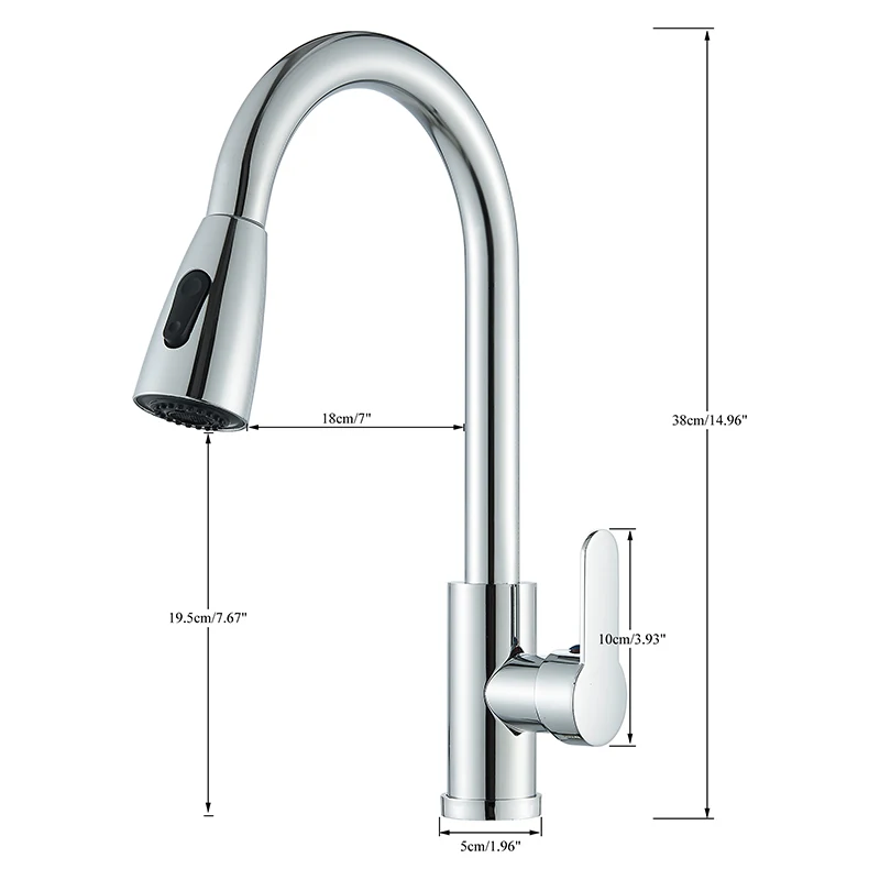 Wanmivezlo Kitchen Faucets Pull Out Kitchen Tap Cold Hot Water Tap Single Handle Mixer Tap Deck Mounted Crane Swivel Spray Tap - Image 5