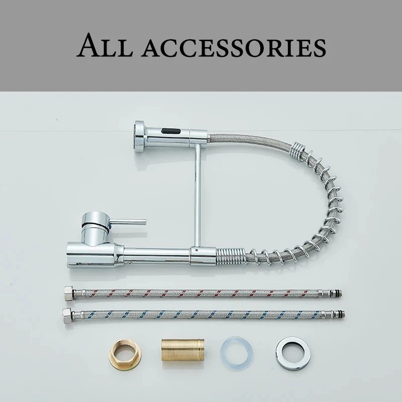 Spring Pull Down Kitchen Faucets Stream Spray Head Hot Cold Water Tap Stainless steel Rotation Kitchen Mixer Tap Crane - Image 6