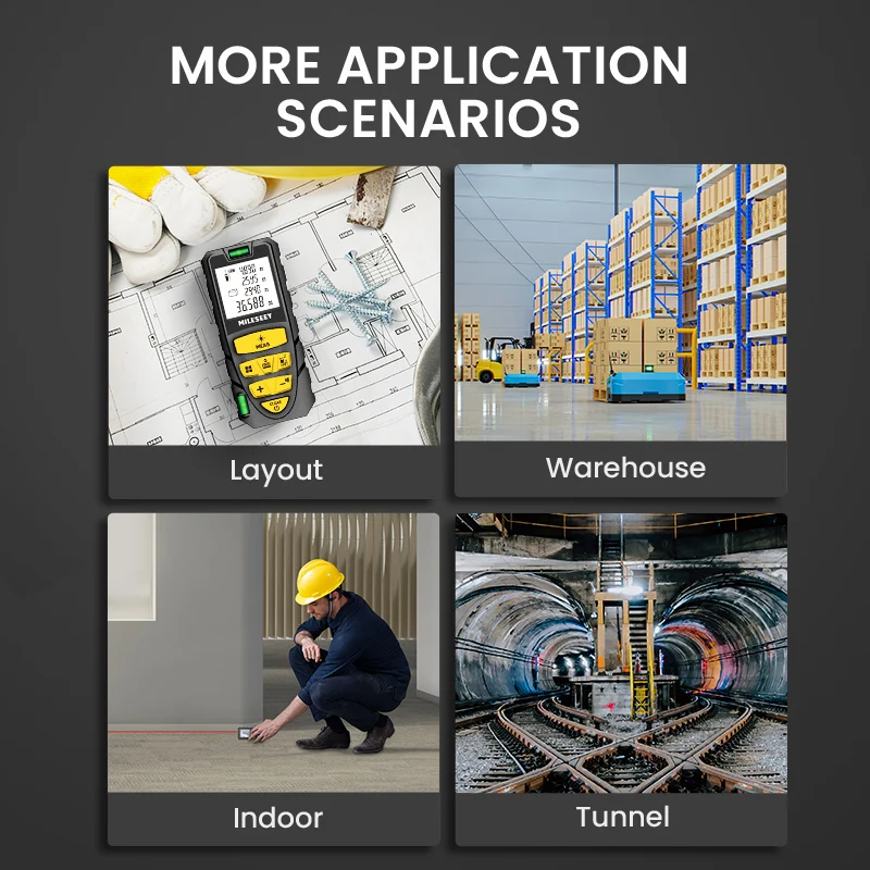MILESEEY Laser Distance Meter S2 40M 60M 80M 100M 120M Laser Rangefinder,Trenas a Laser with Multi Measurement Function - Image 6