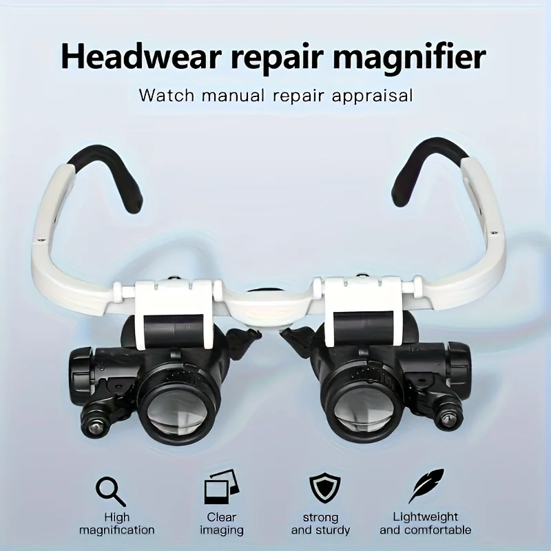 8X/15X/23X Retractable Jewelry Magnifier with 2 LED Lights - Adjustable Magnification, Ergonomic Eyeglass-Style Design