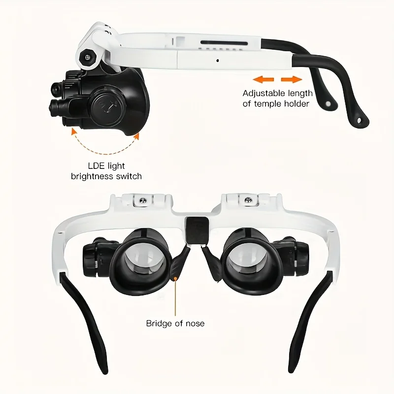 8X/15X/23X Retractable Jewelry Magnifier with 2 LED Lights - Adjustable Magnification, Ergonomic Eyeglass-Style Design - Image 6