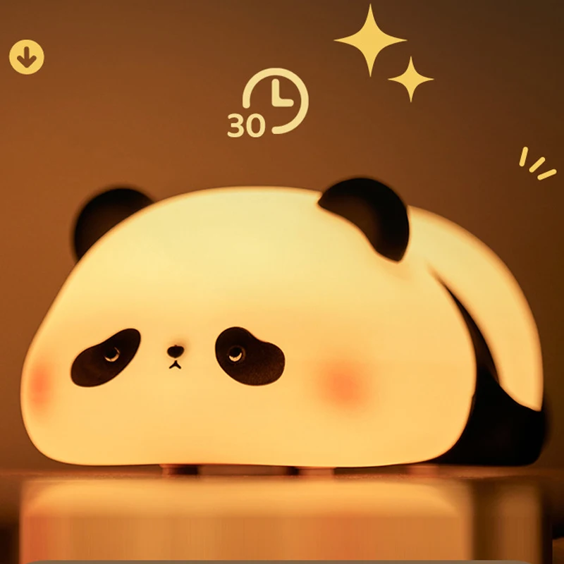 Panda LED Night Light Touch Sensor Cartoon Kid's Nightlights Silicone Child Holiday Christmas Gift Bedside Lamp Bedroom Decor - Image 3