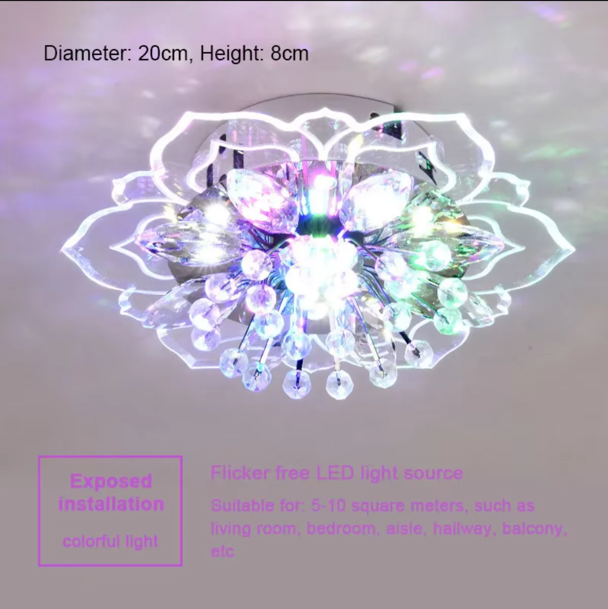 Creative LED Ceiling Light Crystal Flower Chandelier Bedroom Hallway Living Room Pendant Lamp Bedroom Kitchen Decoration Light - Image 6