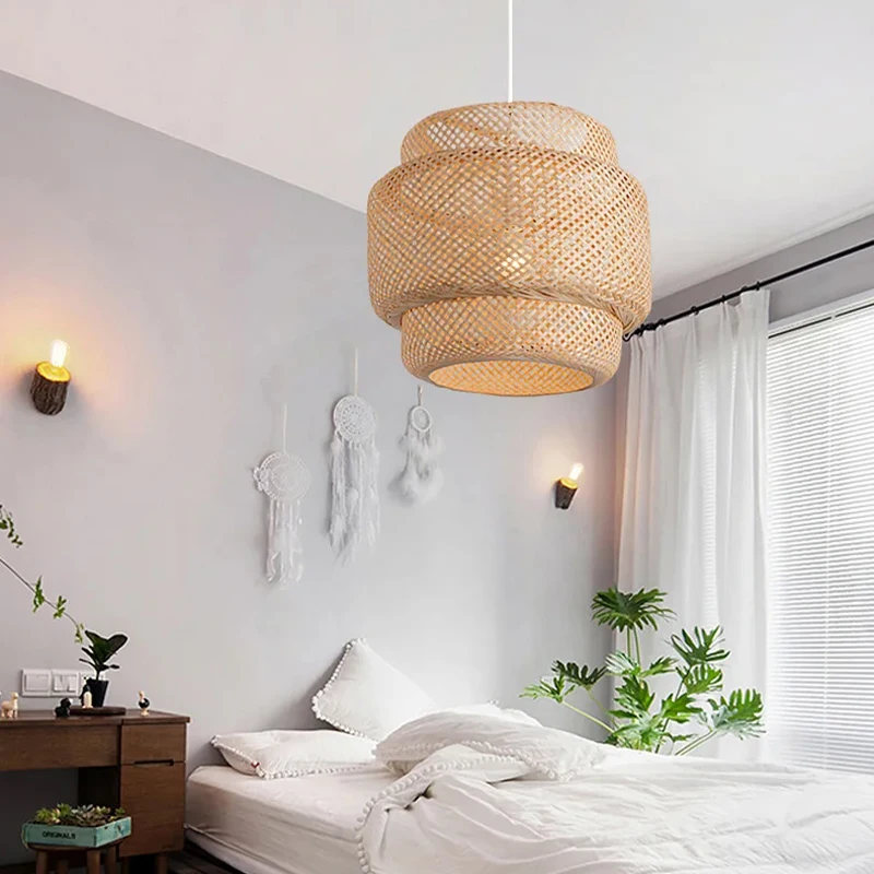 30cm Modern Bamboo Pendant Light Hand Woven Bamboo Art Chandelier Dining Room Lantern Chandelier Bedroom Dining Room Lamp - Image 4