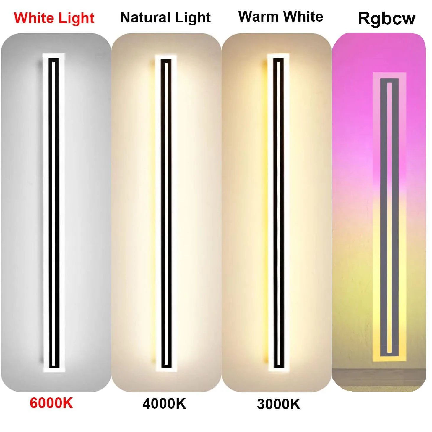 Outdoor Long Strip Modern LED Wall Lighting Fixture Lamps,Wall Sconce Fixture Wall lamp Elegant Frosted White Acrylic IP67 Anti - Image 5