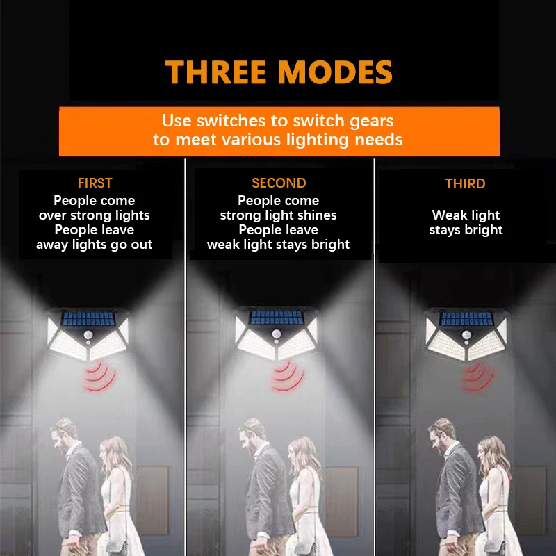 Outdoor Solar Lamp100 LED Solar Wall Lights Waterproof Motion Sensor Solar Powered Sunlight Street Light for Garden Decoration - Image 4