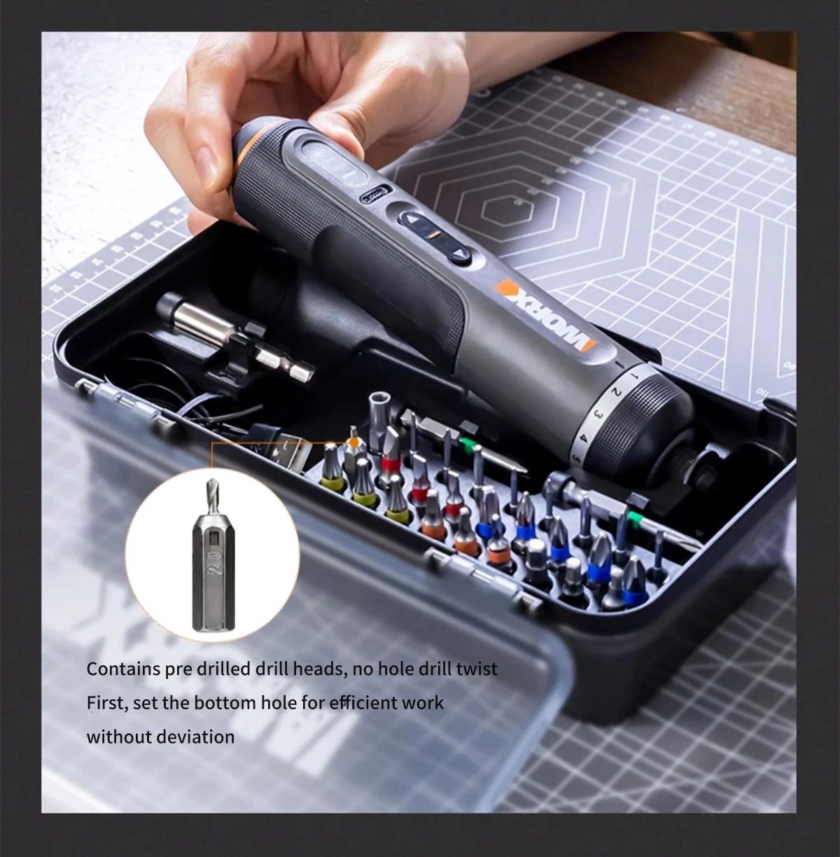 WORX WX242 4V Electrical Screwdriver Set Smart Cordless Electric Screwdrivers USB Rechargeable 30 Bit Set Mini Drill Power Tool - Image 4