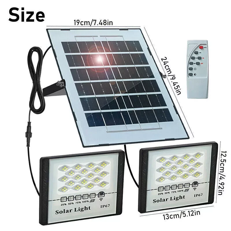 300W LED Solar Street Lights Outdoor Flood Lamps Waterproof Spotlight Emergency Lighting Dusk To Dawn Wall Light For Yard Garden - Image 6