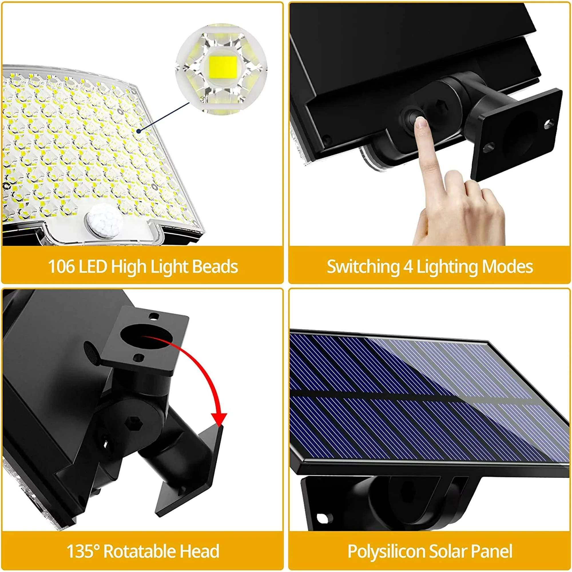Solar Outdoor Lights - LED Motion Sensor Light with Remote Waterproof Security Flood Light for Patio Garage Porch Yard - Image 3
