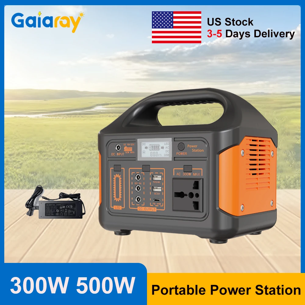 GaiaRay Portable Power Station 300W 500W 256Wh LiFePO4 Battery Outdoor Power Plant Solar Generator For Camping Emergency Energy