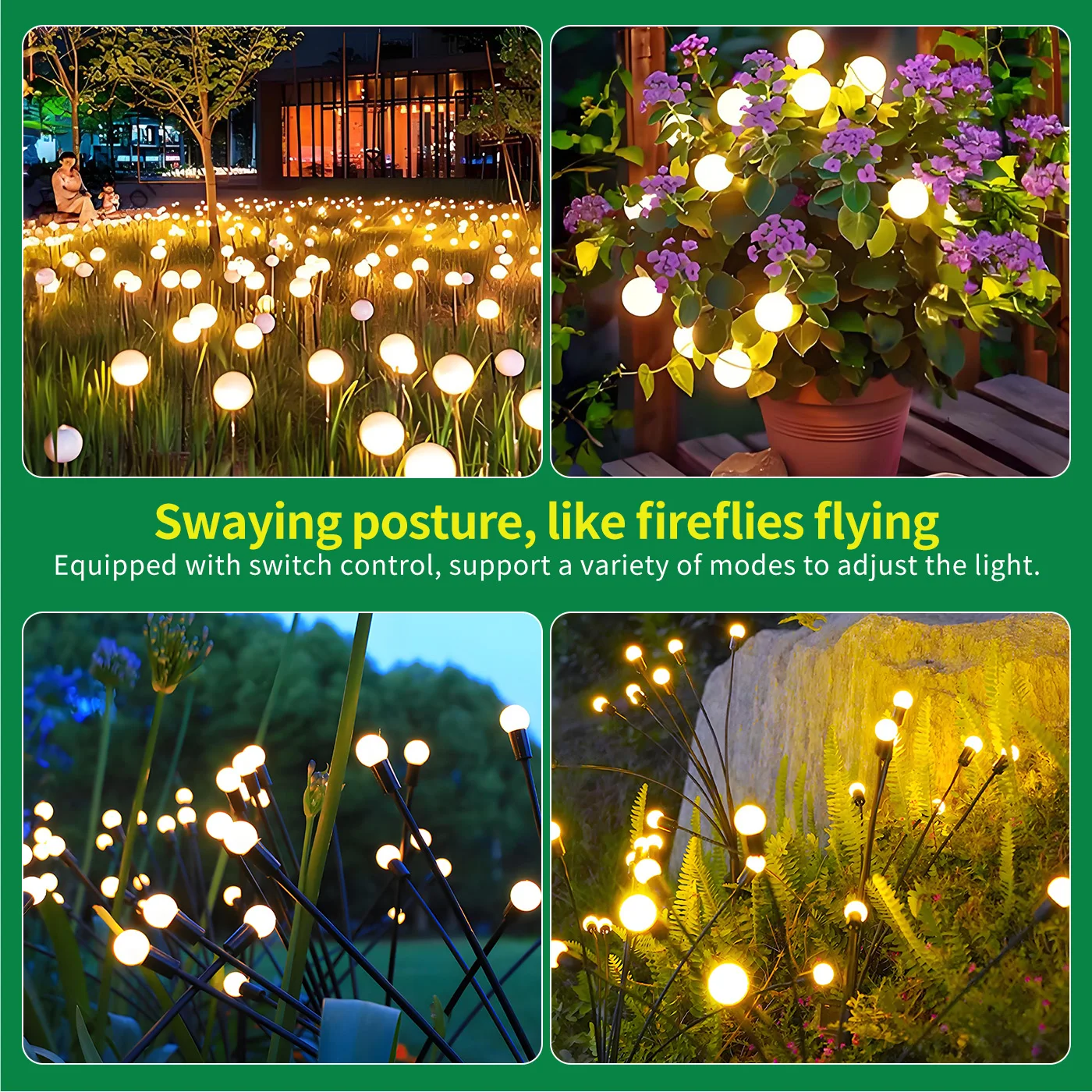 8-Head Solar Firefly Lights LED Solar Outdoor Decorative Garden Lights Waterproof High Flexibility Yard Patio Pathway Holiday - Image 3