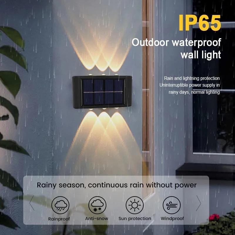 Solar Powered Garden Wall Light Outdoor Waterproof 6LED Beads up down Lamp for Street Terrace Fence Courtyard Wall Decoration - Image 3