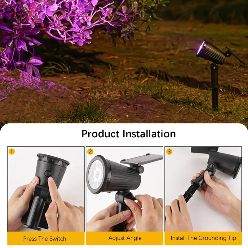 9 LEDs Solar Spotlights Outdoor IP65 Waterproof Spot Lights Brightness Adjustable for Garden Backyard Driveway Patio Decor - Image 5