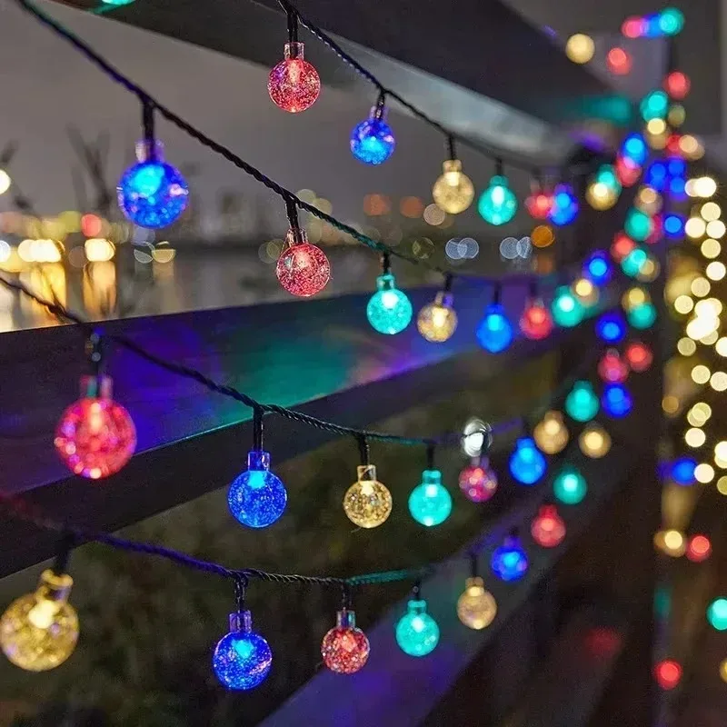 Solar Crystal Globe LED String Lights 60 LED 8 Lighting Modes IP65 Fairy Light Christmas Garland for Garden Party Decor 1pc/2pcs - Image 5