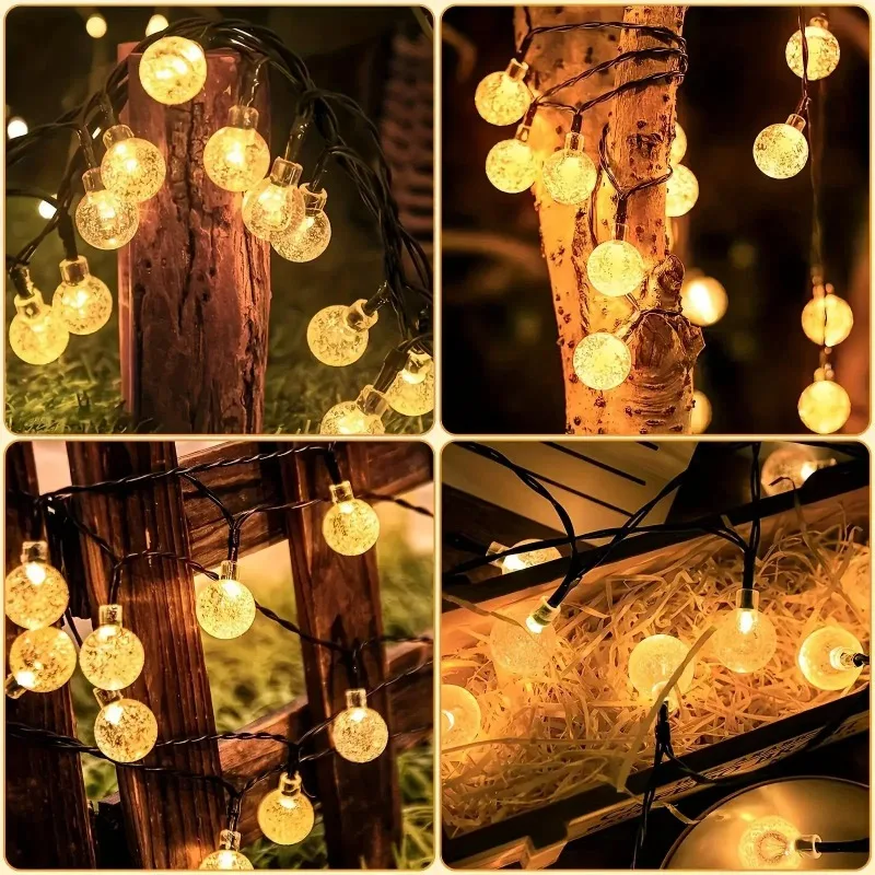 Solar Crystal Globe LED String Lights 60 LED 8 Lighting Modes IP65 Fairy Light Christmas Garland for Garden Party Decor 1pc/2pcs - Image 4