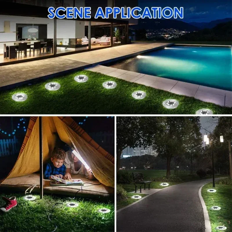 1/4/8Pack Solar Lights Outdoor 8/20LEDs Disk Underground Lamp Spotlight Buried Solar Light for Home Garden Lawn Yard Decoration - Image 4
