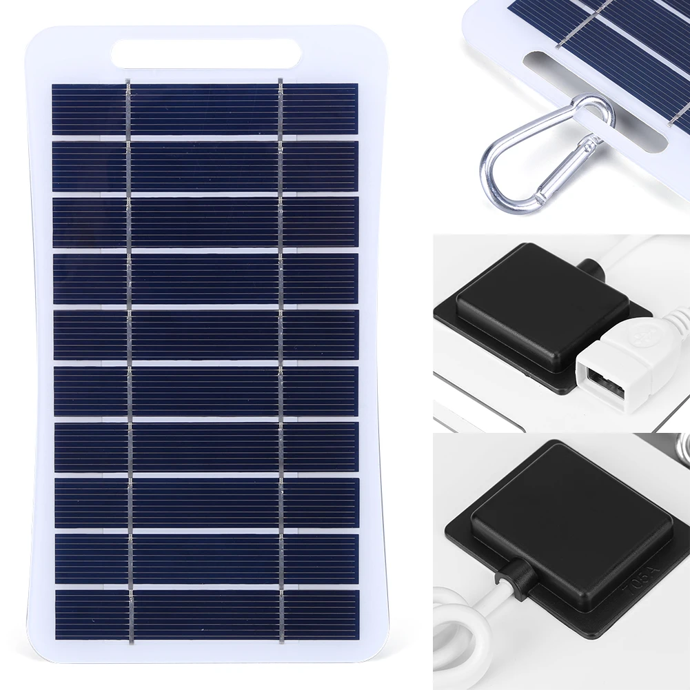 2W 5V Solar Charging Panel Waterproof Battery Charger Power Emergency Panel Phone Power Bank for Camping Backpacking Hiking