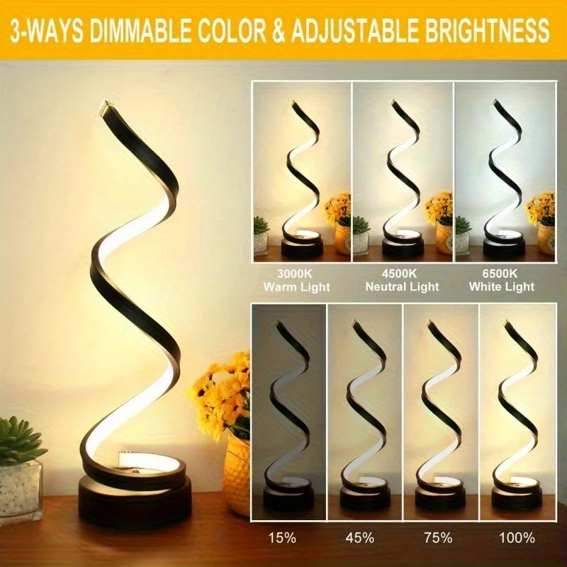 Classic Creative Spiral LED Table Lamp, Modern Minimalist Dimmable Spiral Table Lamp, Adjustable Arm, Soft Light, Multifunction - Image 6