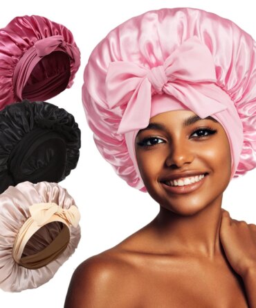 Women Satin Tie Bonnet Spandex Wide Stretchy Band Long Tail Satin Cheveux Nuit Silk Sleeping Night Cap Bonnets for Women