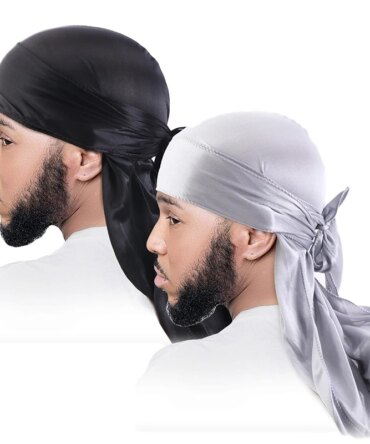 2PCS/LOT Unisex Men Women Satin Breathable Silky Durag Long Tail Doo Rag Pirate Hat Headband Turban Bandana Durag Headwear