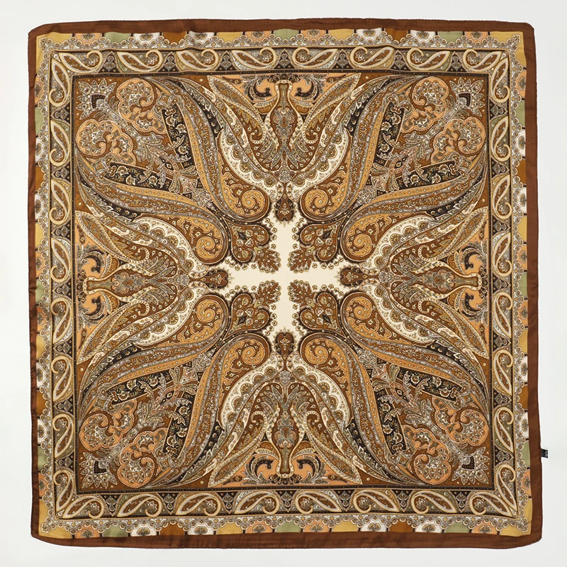 Bohemian Style Print Luxury Brand Silk Square Scarf Women Satin Shawls Neckerchief Wrap Scarves Bandana Hair Hjiab Floral - Image 5