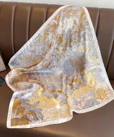 Luxury Silk Feeling Square Scarf Women 2025 Print Satin Neckerchief Spring Hair Band Foulard Bandana Echarpe Tie Shawl Wraps
