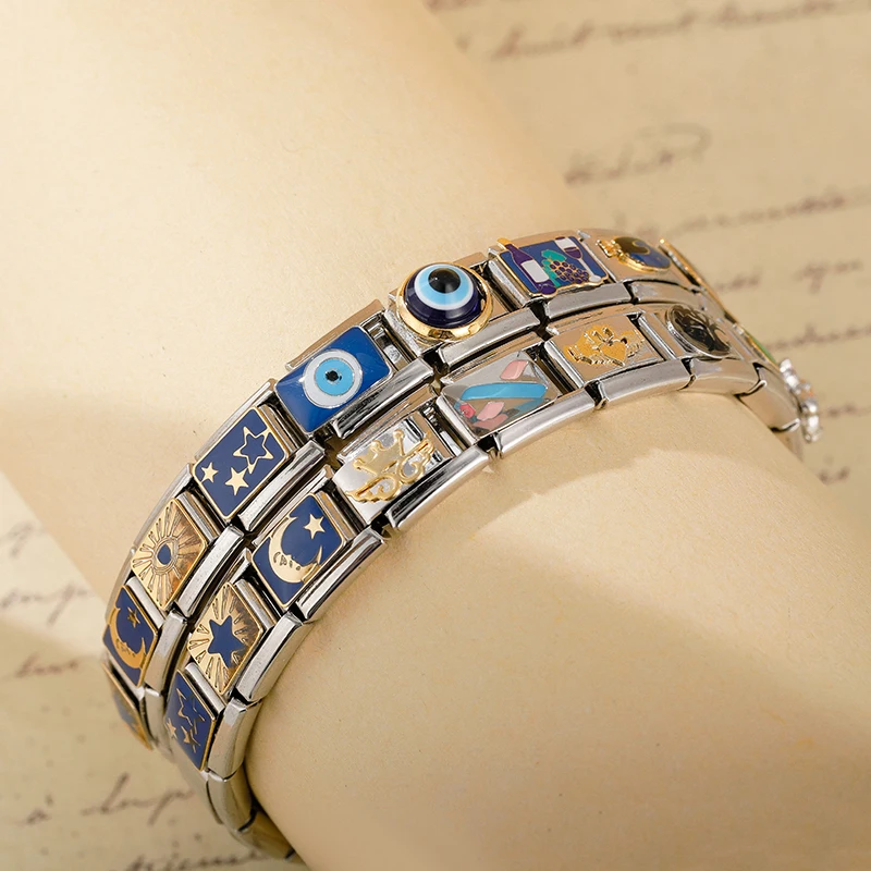 Hapiship 2024 Top Fashion Eye Moon Star Fish Spider Poker Queen Charm Italian Links Fit 9mm Bracelet Making DIY Jewelry DJ854 - Image 3