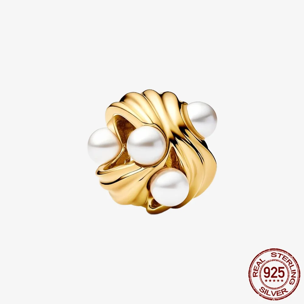 Sparkling Golden series 925 Sterling Silver Pavé Clip Charm Charms Fit Original Bracelet Beads Jewelry DIY Christmas Eve Gft - Image 6