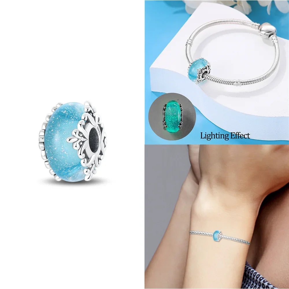 Original Charms Pink Murano Glass Blue Flower Butterfly Beads Fit 925 Silver Bracelet Women Diy Jewelry Gift Accessories - Image 4