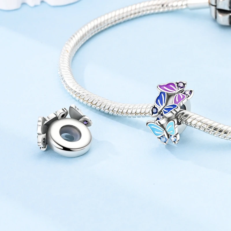 100% 925 Sterling Silver Rainbow Zircon Colorful Butterfly Dragon Shaped Silicone Stopper Charms Beads Fit DIY Bracelets Jewelry - Image 4