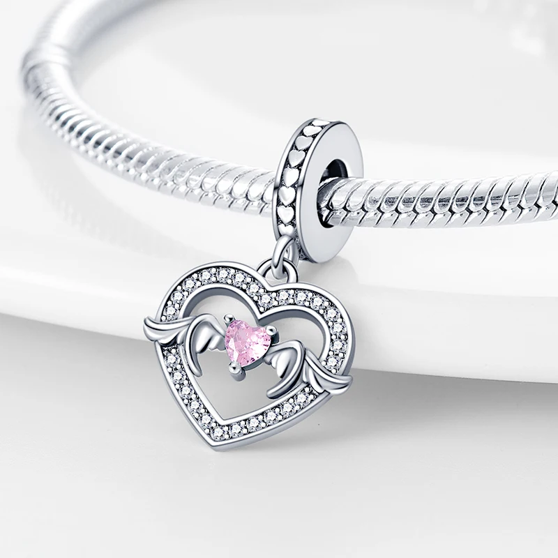925 Sterling Silver Classic Mom and Daughter Heart Shaped Charms Pendants Fit Pandach Original Bracelet DIY Mother's Day Jewelry - Image 3