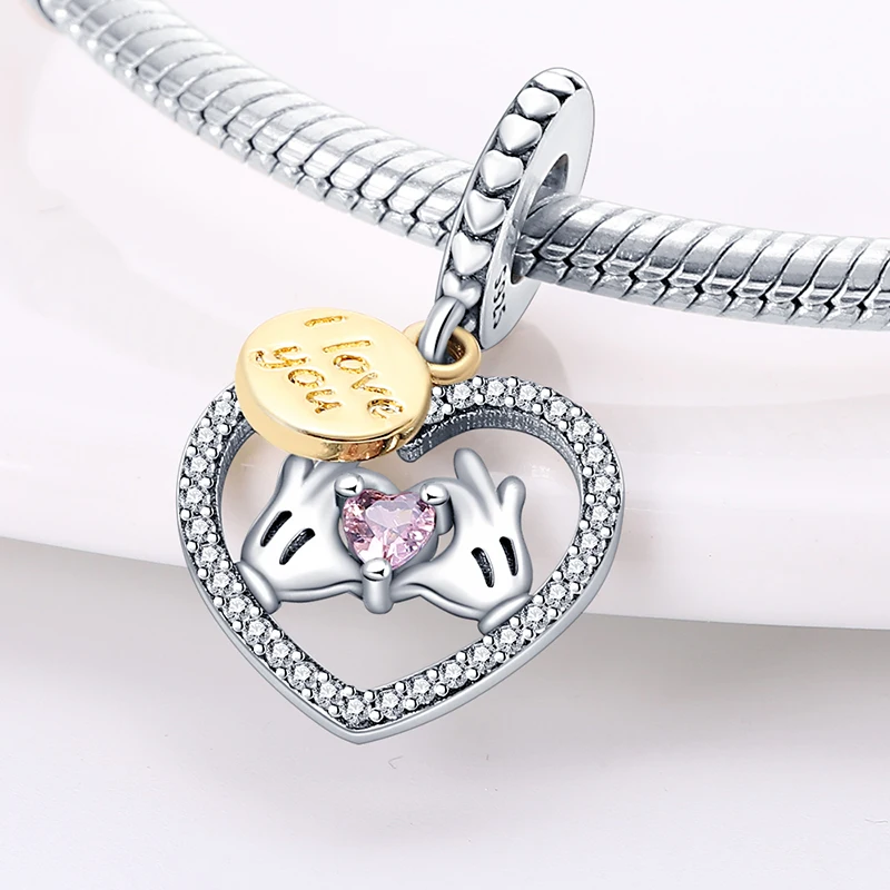 925 Sterling Silver Classic Mom and Daughter Heart Shaped Charms Pendants Fit Pandach Original Bracelet DIY Mother's Day Jewelry - Image 6