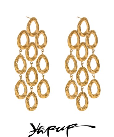 Yhpup Fashion Exclusive Style Stainless Steel Drop Dangle Statement Earrings PVD Waterproof Plated Personality Jewelry for Women