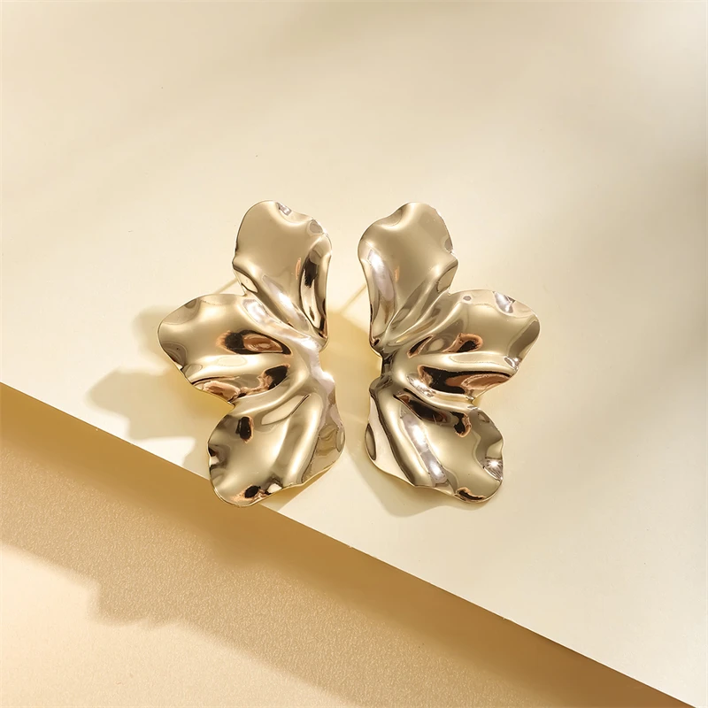 2025 Gold Color Irregular Metal Dangle Earrings for Women Uneven Folded Female Unusual Earrings New Punk Personality Jewelry - Image 6
