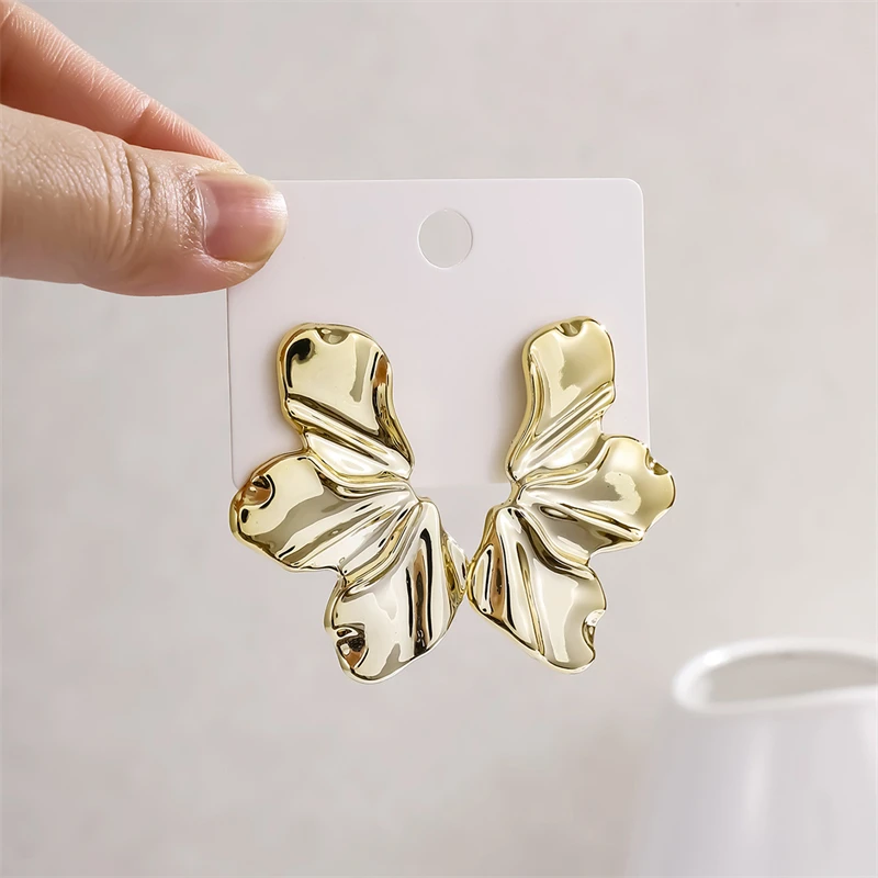 2025 Gold Color Irregular Metal Dangle Earrings for Women Uneven Folded Female Unusual Earrings New Punk Personality Jewelry - Image 4