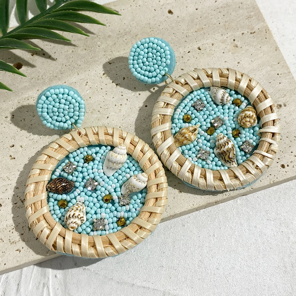 AENSOA Bohemian Starfish Lobster Conch Seed Bead Drop Earrings for Women Handmade Ocean Animal Earrings Summer Beach Jewelry - Image 6