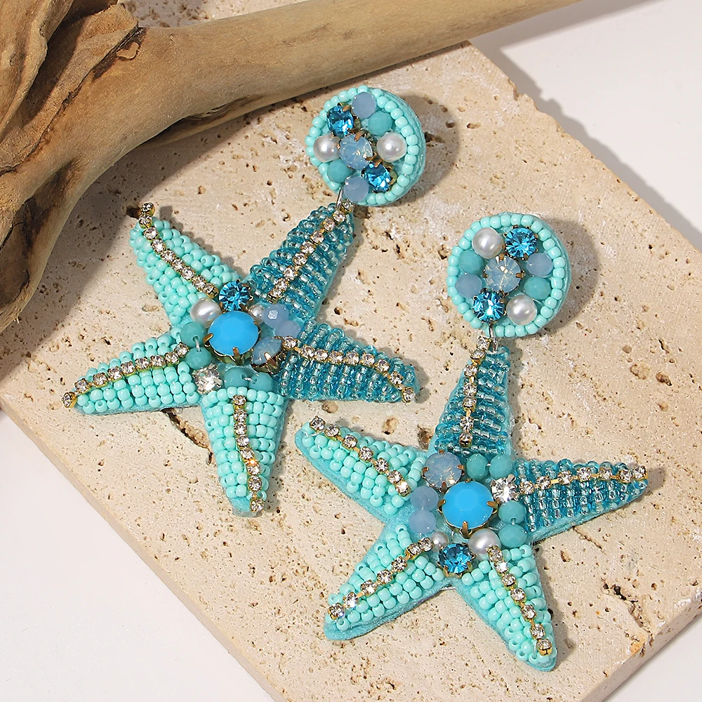 AENSOA Bohemian Starfish Lobster Conch Seed Bead Drop Earrings for Women Handmade Ocean Animal Earrings Summer Beach Jewelry - Image 3